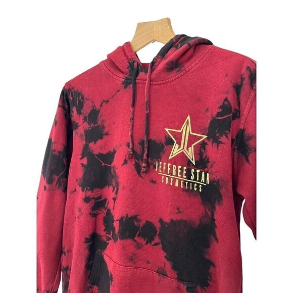 Jeffree Star Cosmetics Fashion Red Black Tie Dye  Pullover Hoodie Sz Small - Picture 2 of 6